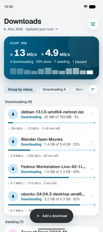 A Download finished notification from DropBay for Tears of Steel (2012) 4K, above the downloads list.
